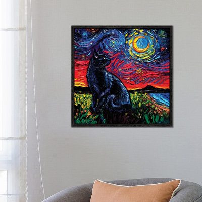 Black Cat Night II by Aja Trier - Painting on Canvas