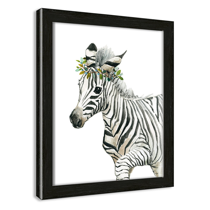 «Savannah Zebra», art encadré, H 11 po x l 9 po x P 1,18 po, Cadre noir