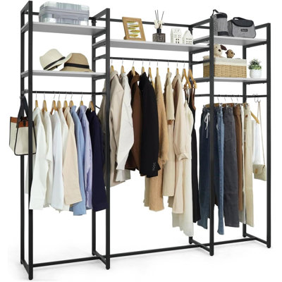 913lbs Capacity Heavy Duty Metal Garment Rack w/ Hanging Rods, White