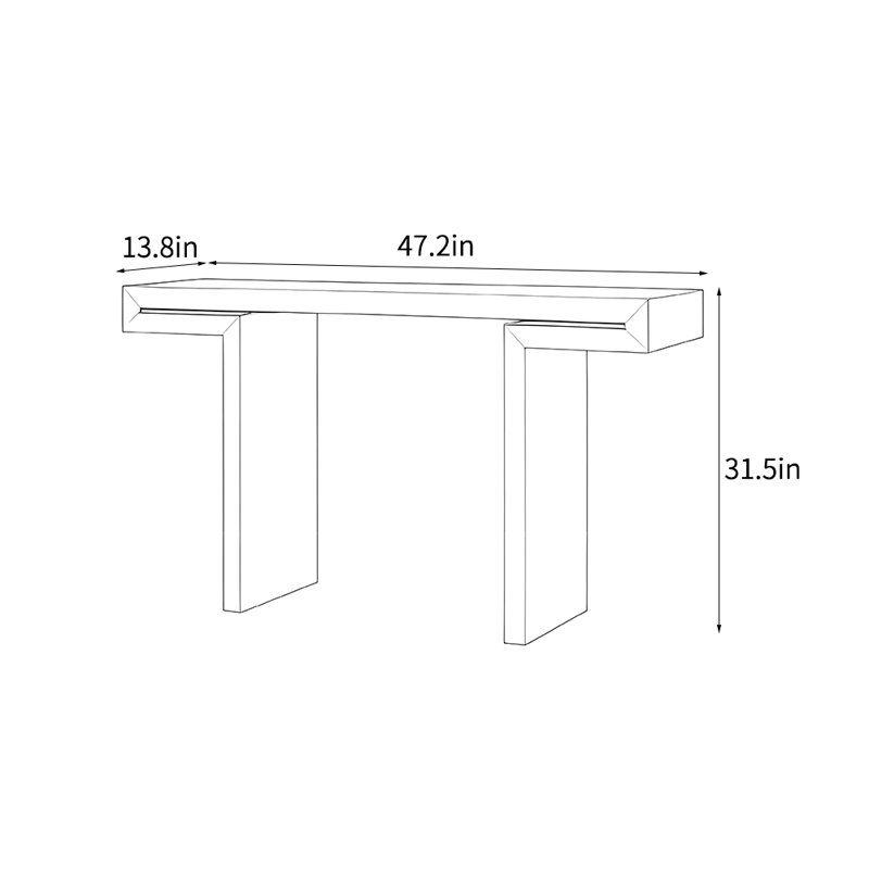 Console minimaliste de style chinois, H 31,5 po x l 47,2 po x P 13,8 po, Noir