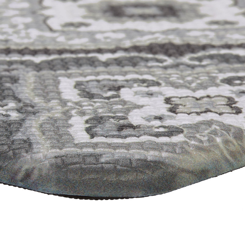Gray Medallion Design Anti-Fatigue Kitchen Mat