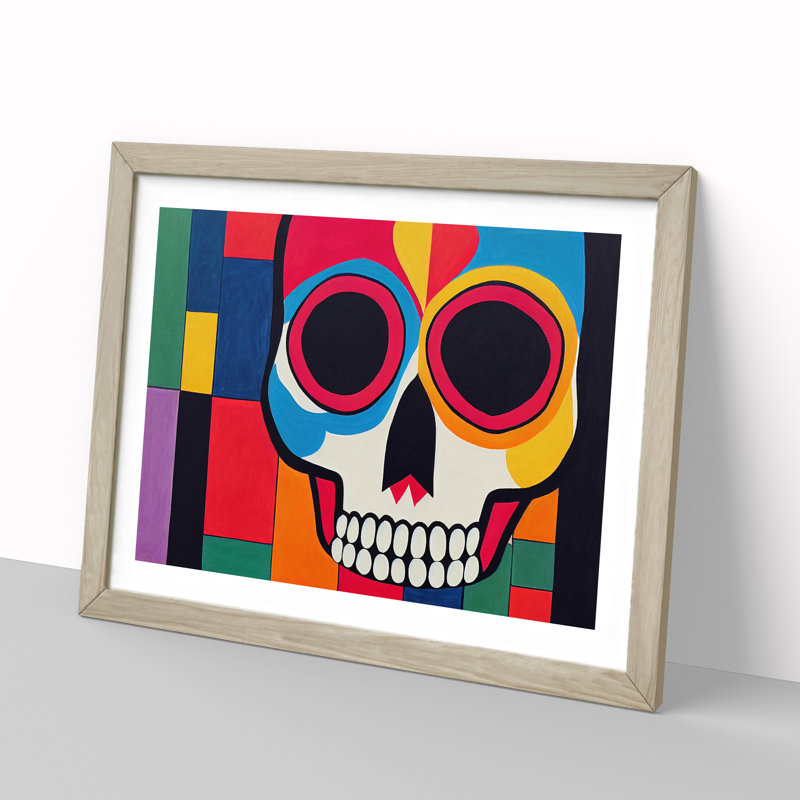 Abstract Skull - Framed Print, 25cm H x 34cm W x 2cm D, Oak