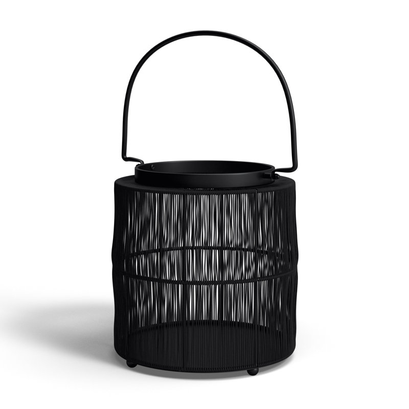 Wire Tabletop Candle Black Lantern with Handle for Indoor and Outdoor Use, 10.25" H x 10" W x 10" D