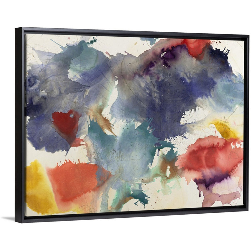 « overflow time », peinture sur toile, H 13,7 po x l 17,7 po x P 1,75 po, Cadre flottant noir