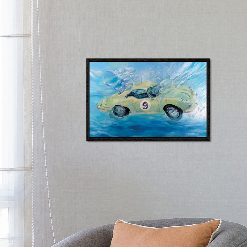 Porsche No. 9 by Marcello Petisci - Print on Canvas, 66.04 cm H x 45.72 cm W, Black Framed