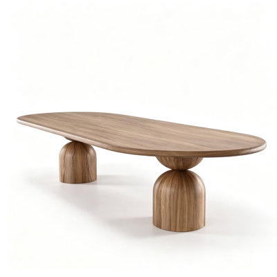 Modern Minimalist Retro Oval Pine Wood Dining Table With Creative Mushroom‑Shaped Legs