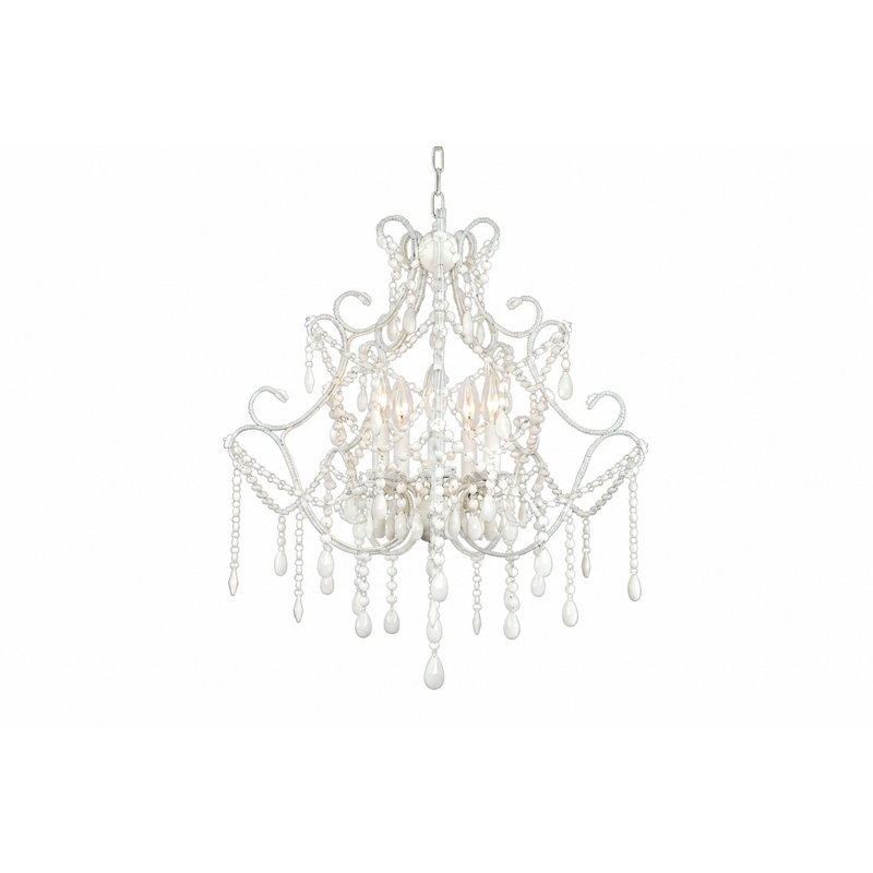 Lustre en cristal 5 lumières Traditional, Blanc Blanc