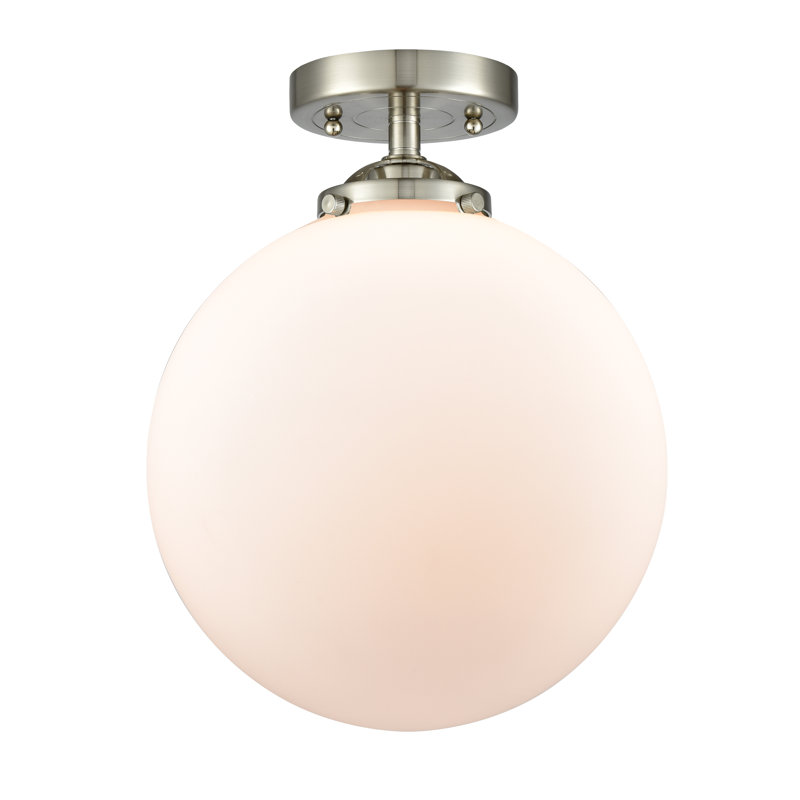 Plafonnier semi-encastré 12 po 1 lumières, Nickel satiné brossé, DEL, Grainé