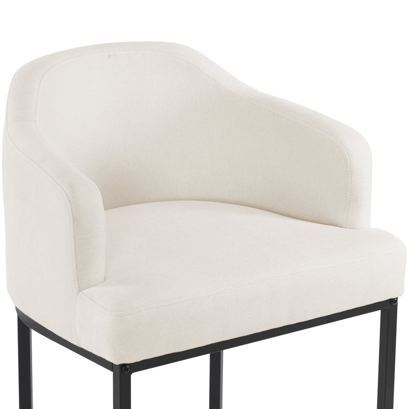Tabouret de comptoir rembourré Alyce, Beige / lin