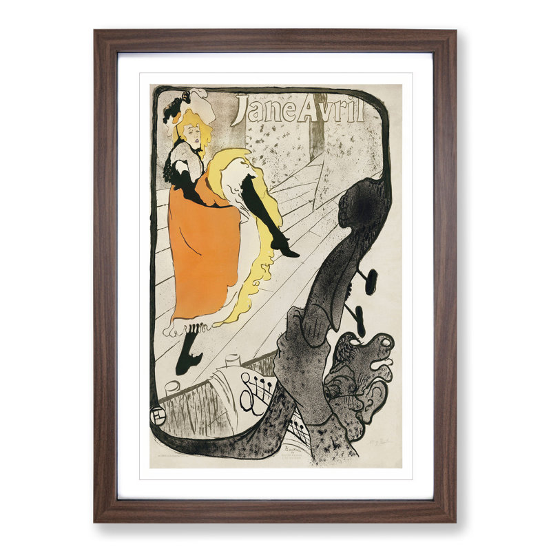 Dancer Jane Avril by Henri De Toulouse-Lautrec - Framed Print, Walnut, 48cm H x 36cm W x 2cm D