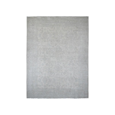 9'11" x 13'0" New Hand Knotted Ivory Wool Rectangle Oriental Rug - MOA10220161