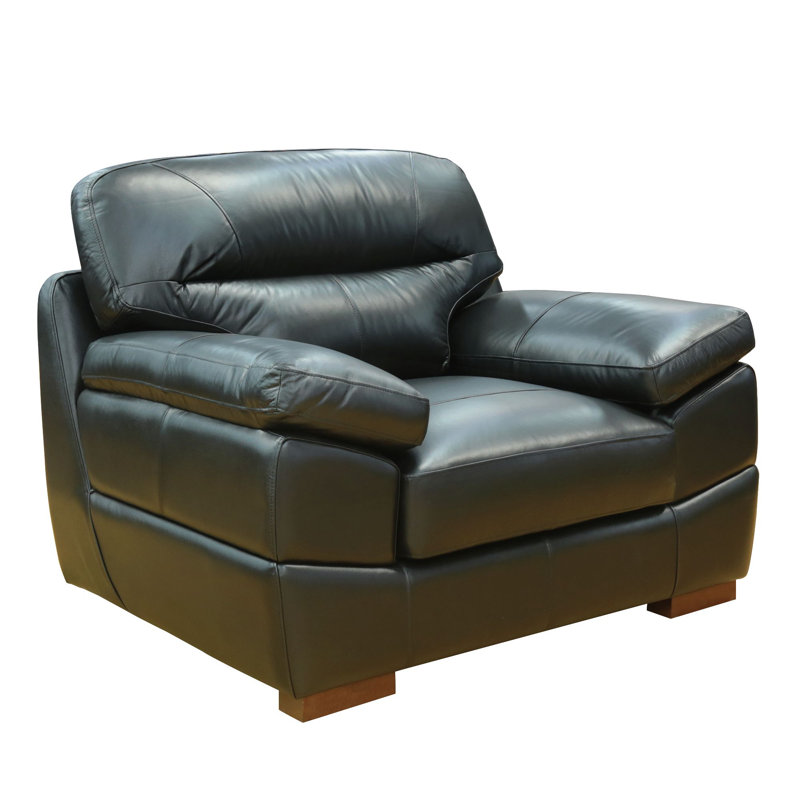 Jayson Upholstered Armchair, Black Genuine Leather