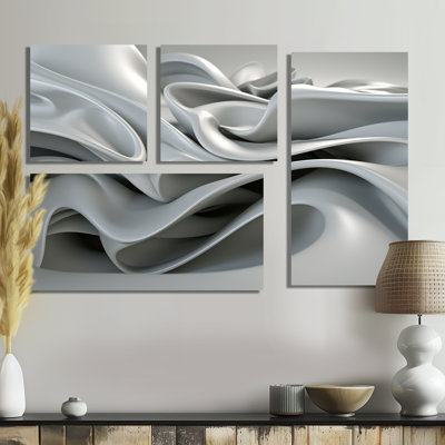 Grey Infinite Ripples - Modern Wall Art 4 Pieces