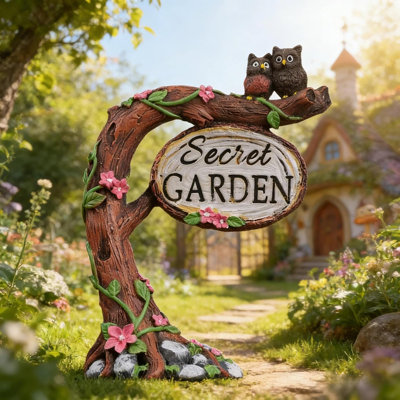 Décoration de jardin miniature hibou branche d'arbre secret fée jardin miniature
