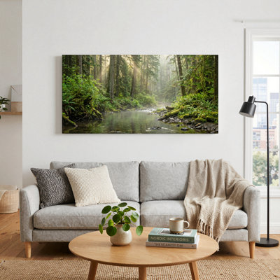 Forest Stream Canvas Wall Art Oil Painting Print Set Of 1