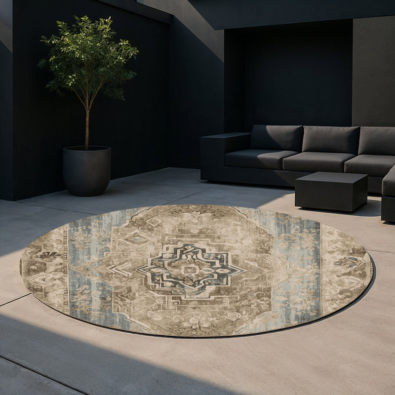 Tapis intérieur et extérieur Ornate Horizon, Rond 5 pi