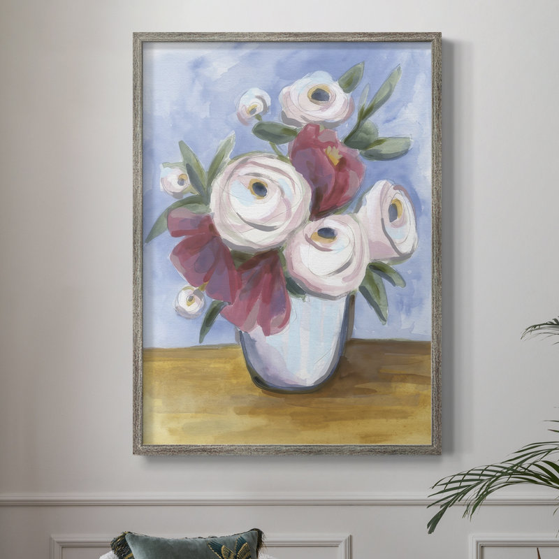 Tea Rose Posey II, reproduction encadrée - bois massif, H 11 po x l 9 po