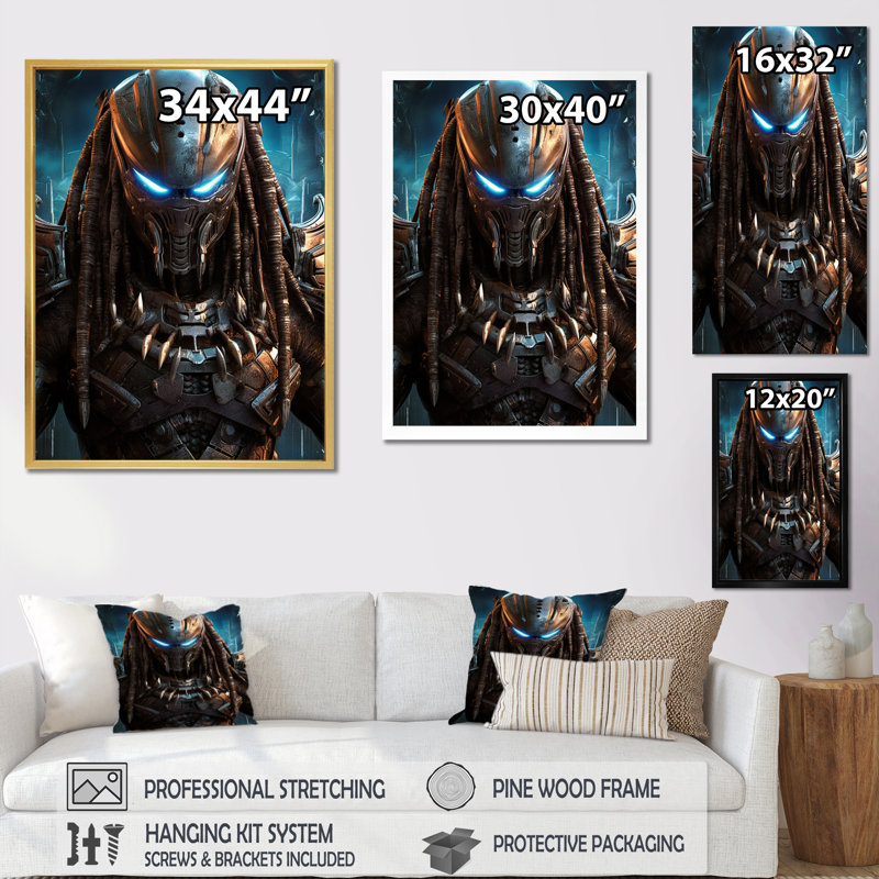 Cosmic Alien Preda II - Imprimé, H 40 po x l 30 po x P 1,5 po, Cadre flottant noir