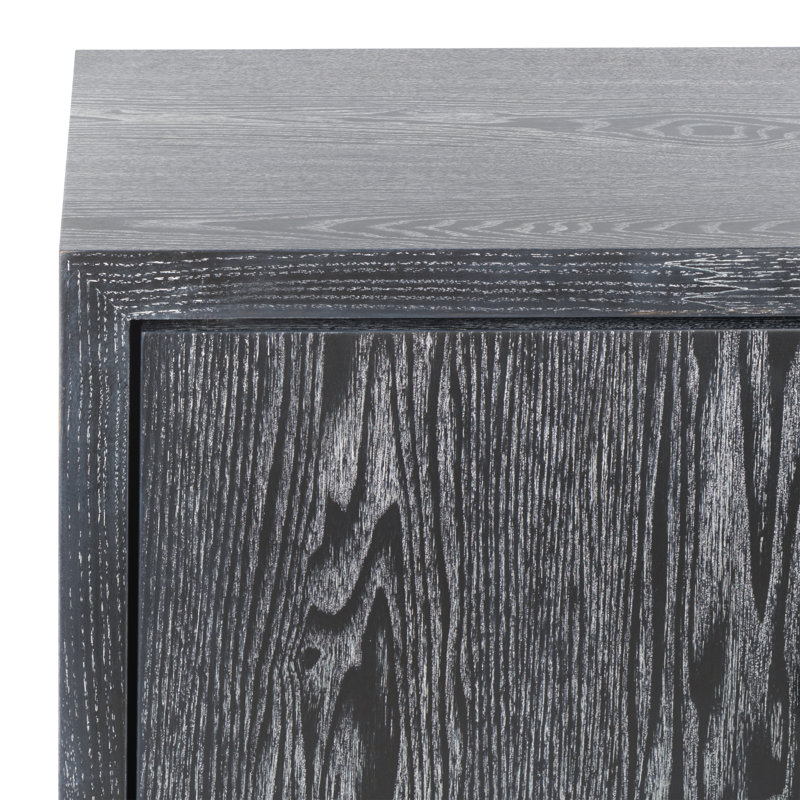 Hamlig Accent Cabinet, Black Cerused Oak/Sliver