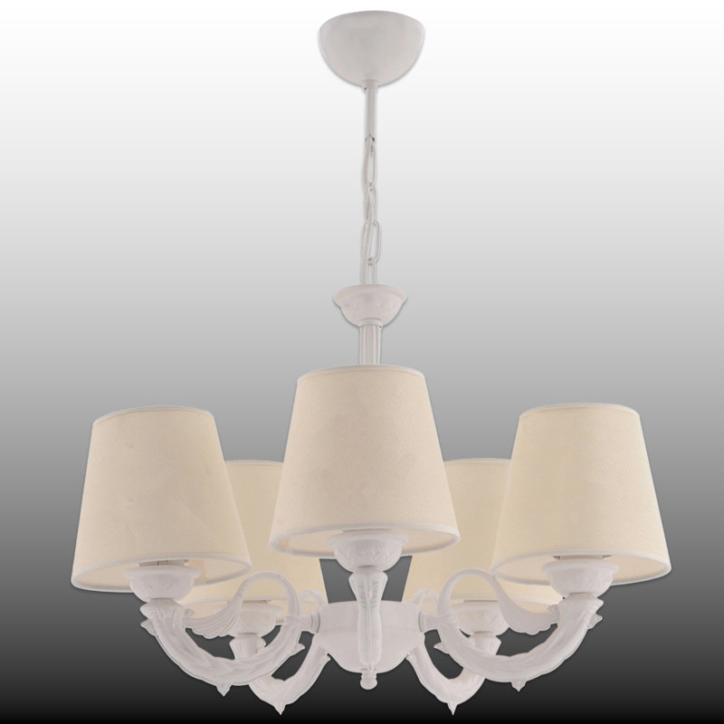 Lustre classique 5 lumières, Crème, crème, Blanc