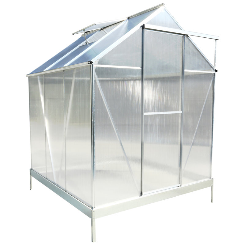 6.3'*6.2'*7'  Polycarbonate Greenhouse, Silver, 8' H x 6.3' W x 6.2' D