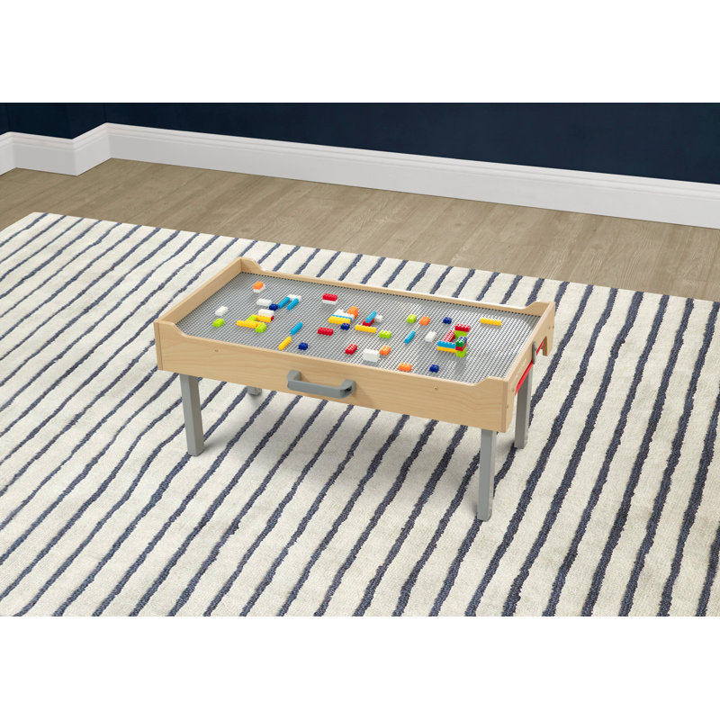 Gray Wooden Folding Play Table with Storage Bins