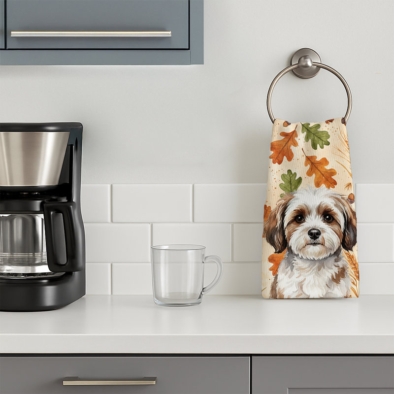 Parti-color Havanese Heirloom Fall Kitchen Towel, Parti-color Havanese