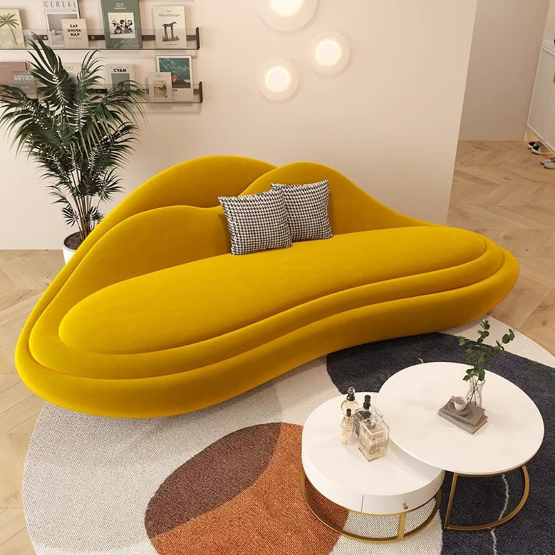 Light Luxury Modern Curved Sofa, Yellow