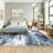 Machine-washable, foldable, soft short-pile printed rug Modern abstract oil painting design in deep blue Suitable for living rooms, bedrooms, studies, and hotels Indoor carpet-1452749245