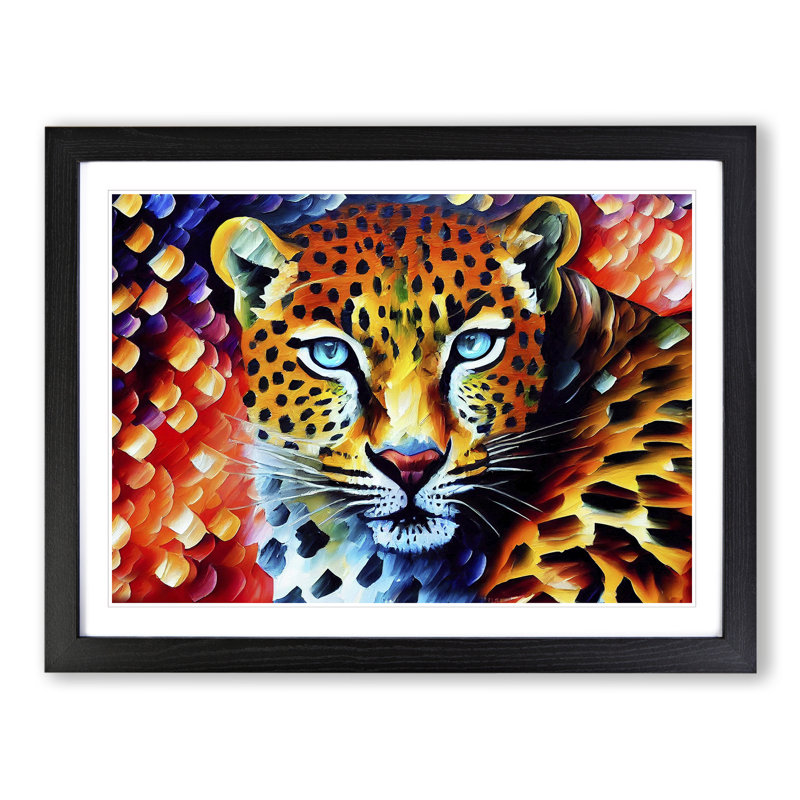 Leopard Vol.1 - Single Picture Frame Print, Black, 46cm H x 64cm W x 2cm D