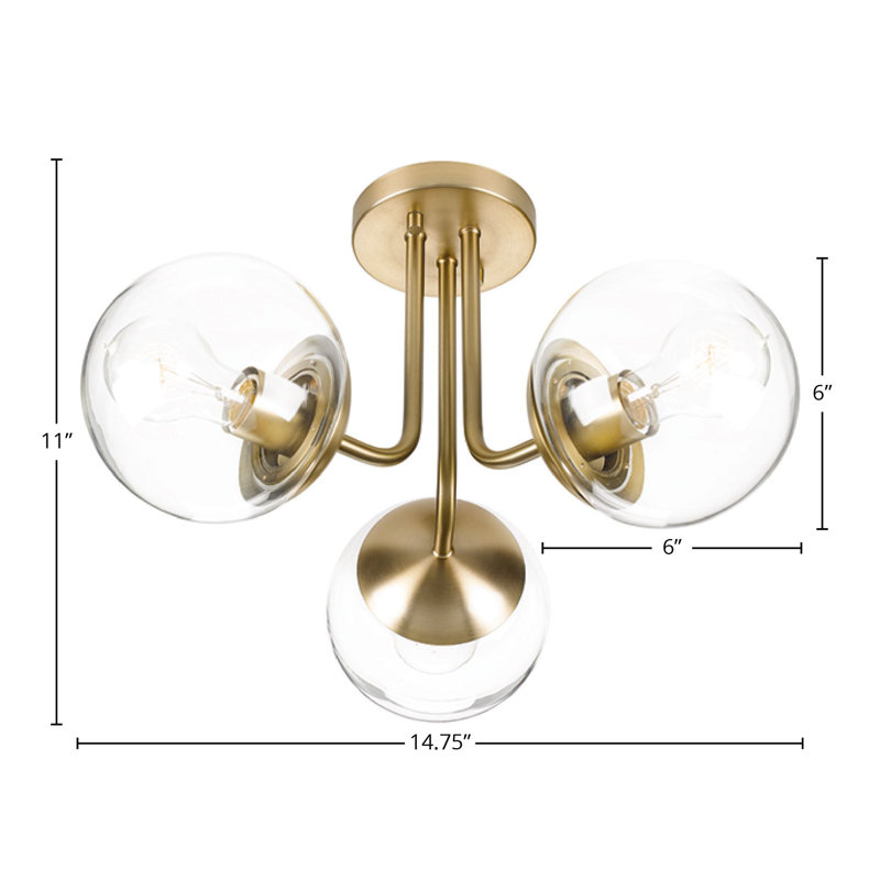 Plafonnier semi-encastré en verre Kivah, Or doux, Transparent