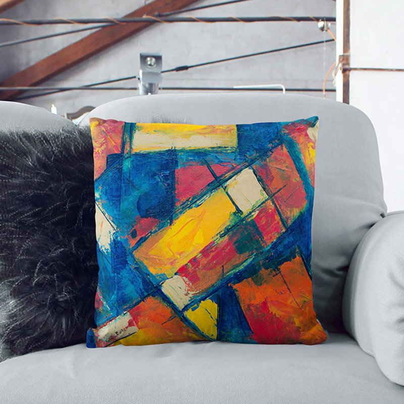 Abstract Square Throw Cushion, White, 40 x 40 cm