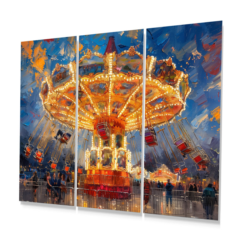 «Amusement Parks Carrousel Carnival Colors» - ensemble d'impressions d'art mural parcs d'attractions, Métal métal
