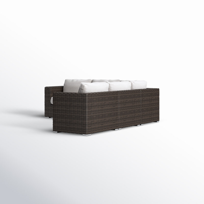 Ana Fully Assembled Patio Sectional With Cushions, Sunbrella Canvas, Brown