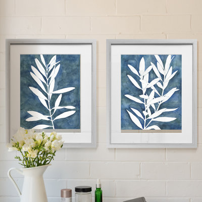 " Indigo Leaves I " 2 - Pieces