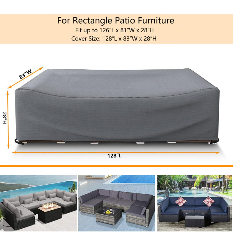 Waterproof Patio Sectional  Sofa Cover Outdoor Patio Dinning Set Cover, 28" H x 128" W x 83" D