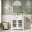 Meuble-lavabo de 30 po avec lavabo en céramique, armoire de rangement et tablettes réglables-1336423232
