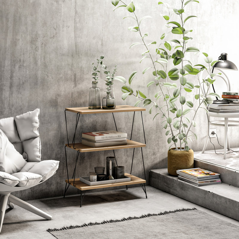 Modern Side Table, 18.1 x 29.9 x 11.8 inches | 100% Melamine Coated Particle Board, Thickness: 0.7 inches | Industrial Design, Perfect for Living Room & Bedroom, Durable & Stylish Storage Solution