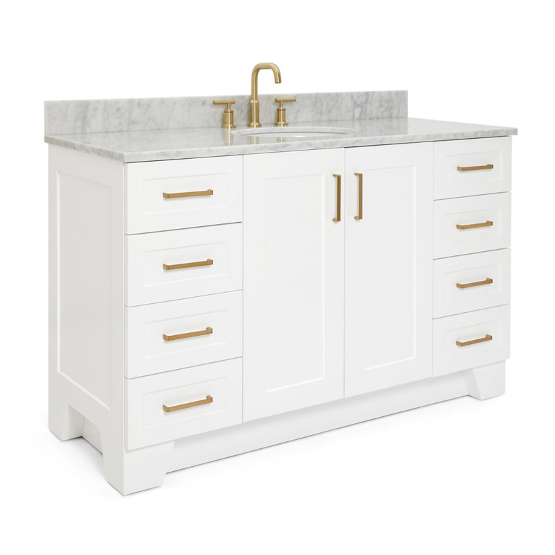 ARIEL TAYLOR 61 IN SINGLE RECTANGLE SINK VANITY, White, Oval, 67"