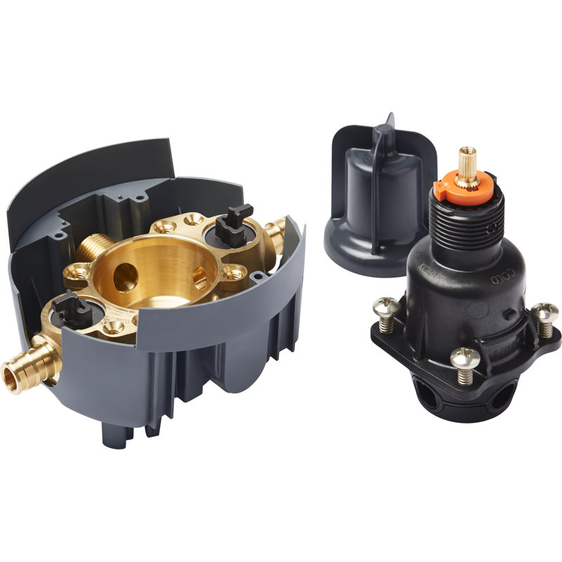 Corps de soupape kohler rite-temp et ensemble de cartouche d’équilibrage de pression avec arrêts de service et connexions d’extension pex, lot de projets