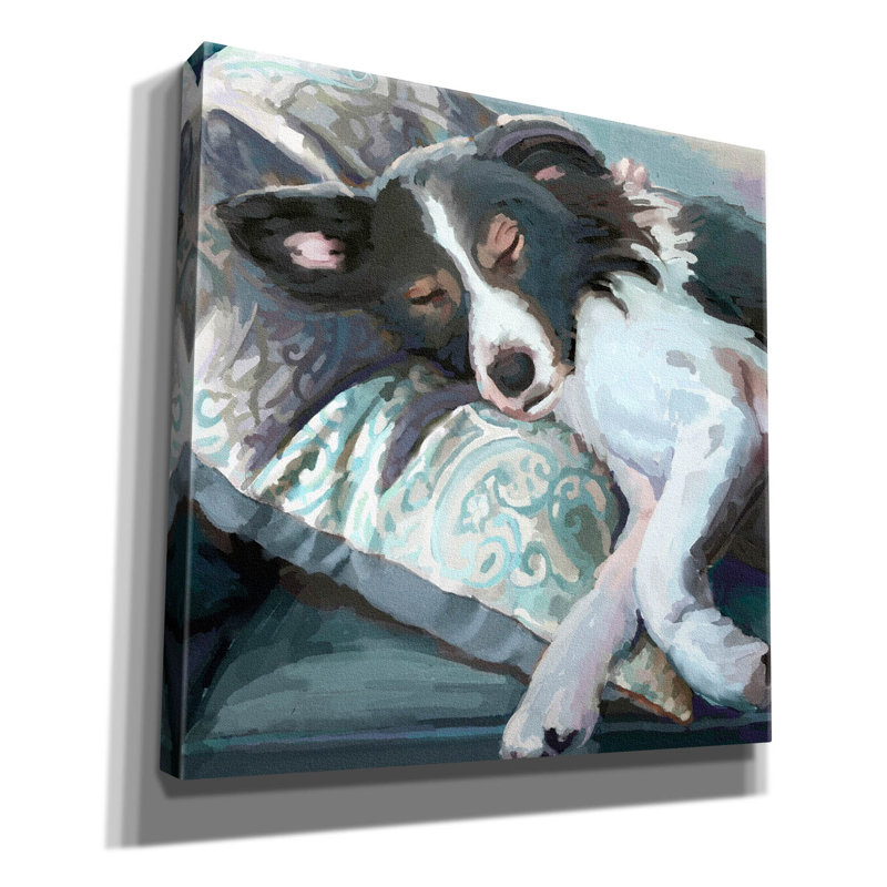 «Couch Collie» Lark Manor par Art Licensing Studio, art mural sur toile, 37 po x 37 po, H 37 po x l 37 po x P 1,5 po
