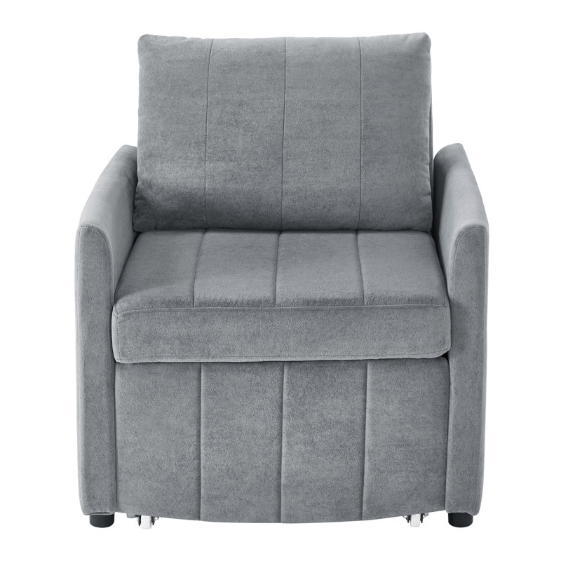 Upholstered Convertible Sleeper Sofa, Gray