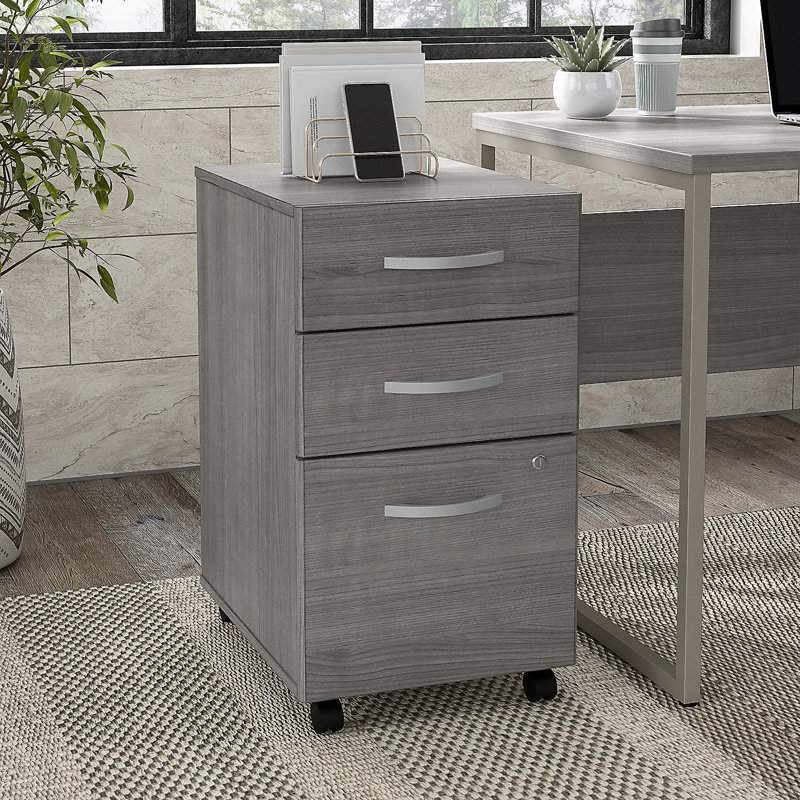 Classeur vertical mobile 3 tiroirs Katye, Gris platine