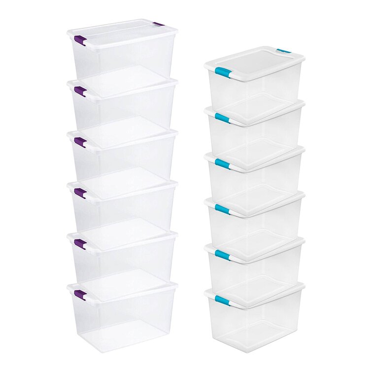 Sterilite 64 qt Clear Storage Tote, 6 Pack, and 66 qt Clear Storage Tote, 6 Pack