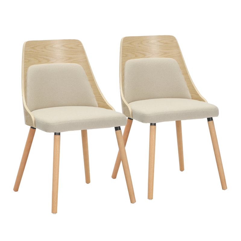 Aurika Side Chairs with Tapered Wood Legs, Natural, Grey Fabric