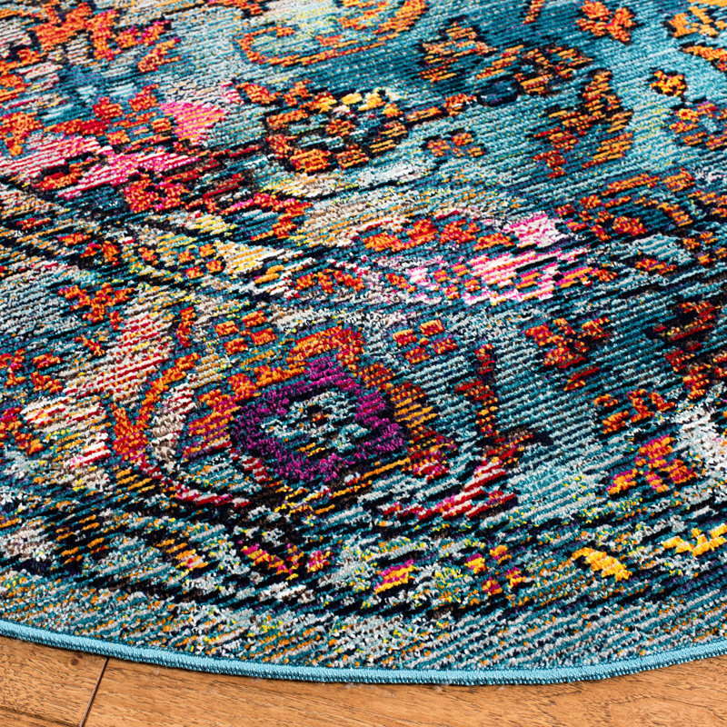 Crystal Performance Floral Rug, Round 7'