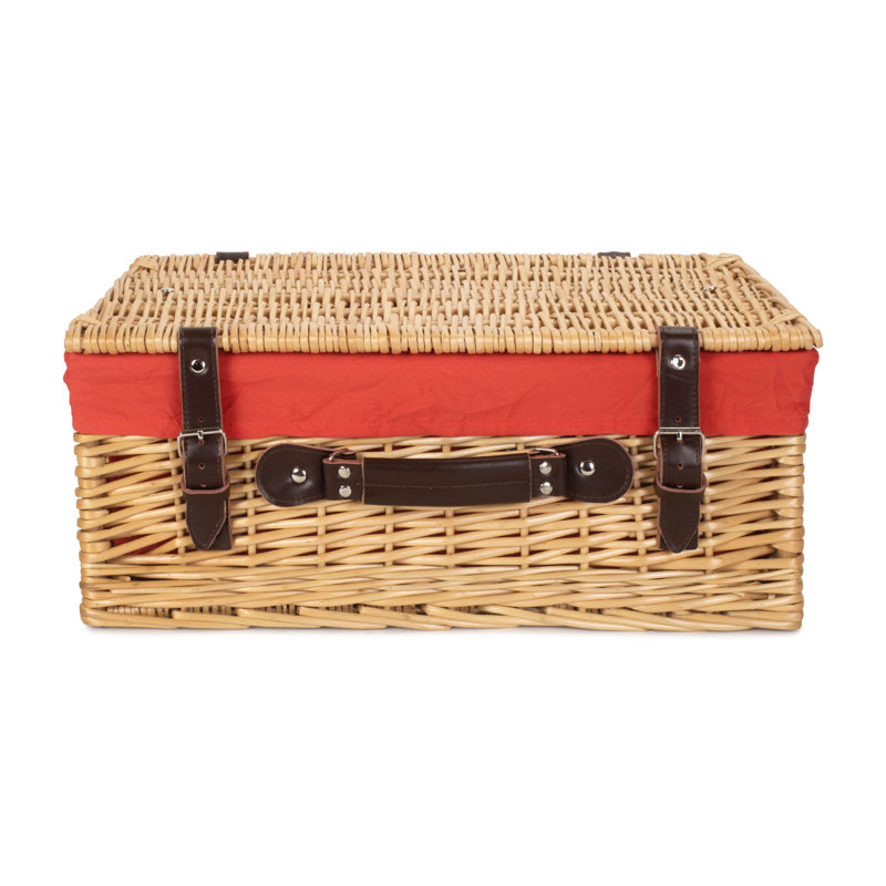 Wicker Basket with Lining, Buff Hamper/Red Lining