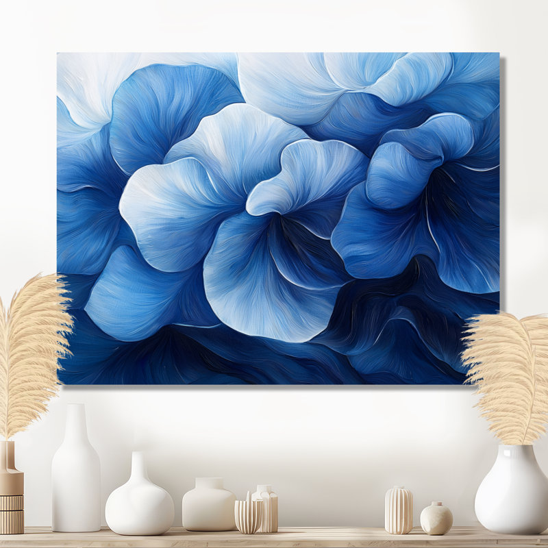 Blanc sur velours bleu jonquilles Bloom II - jonquilles en métal, impression traditionnelle sur métal, H 12 po x l 20 po