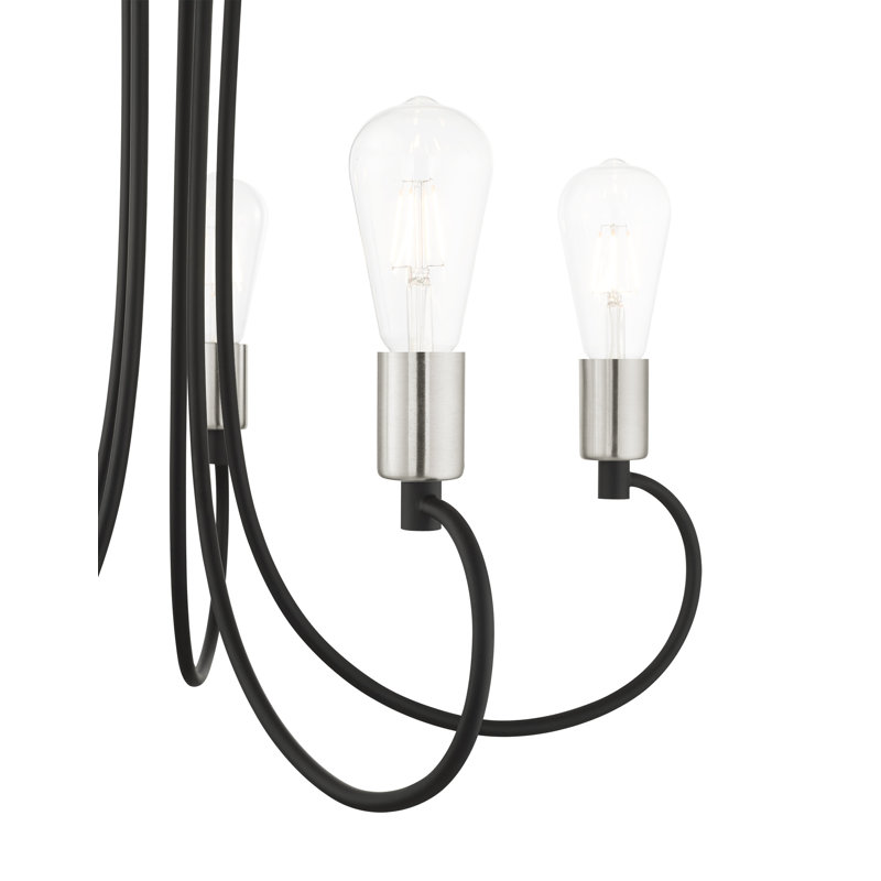 Lustre classique à 7 lumières de style bougie Hitterdal, Noir, 7 lumières