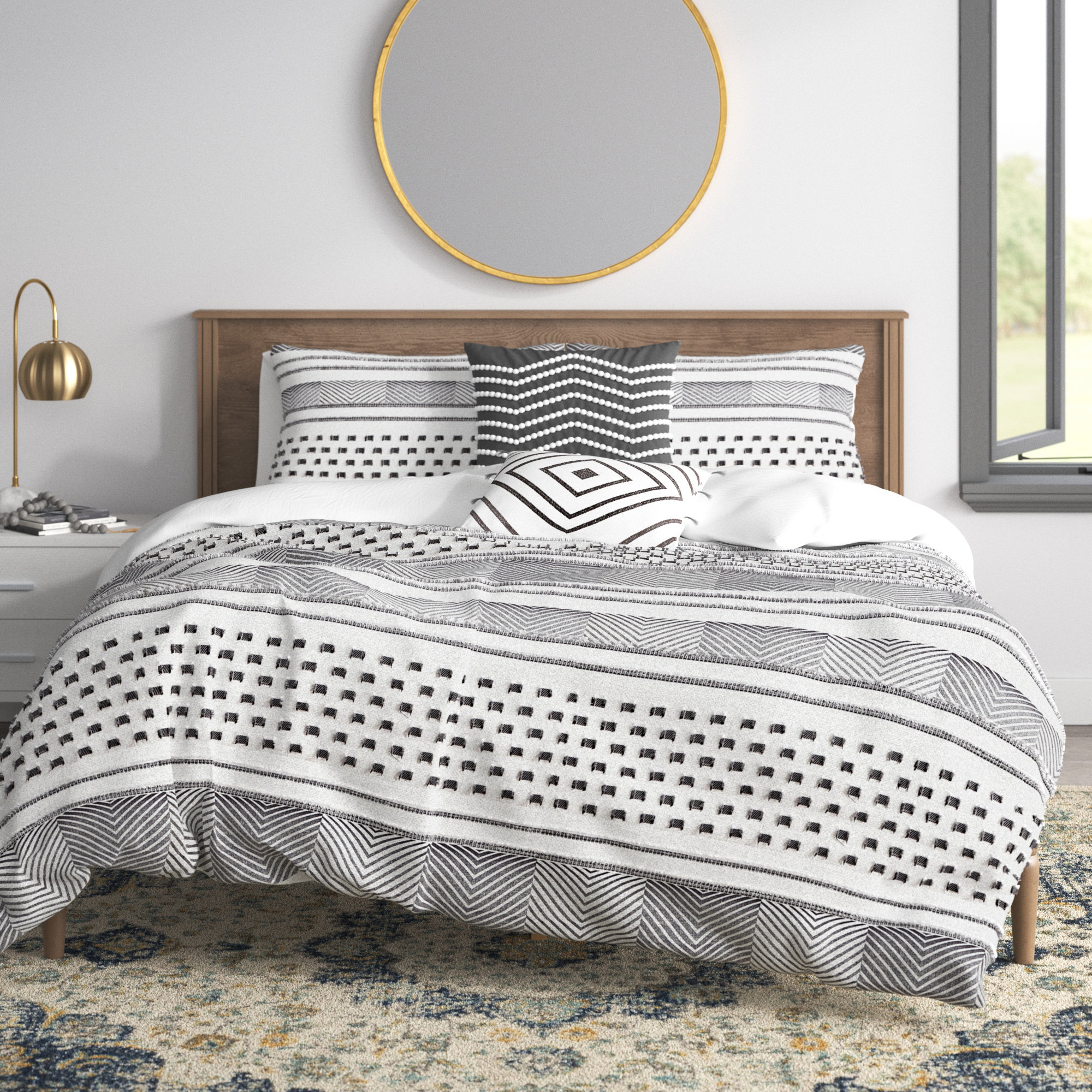Reversible Comforter Set 5 Piece Black/Light Grey Lightweight Bedspread, Shop Today. Get it Tomorrow!